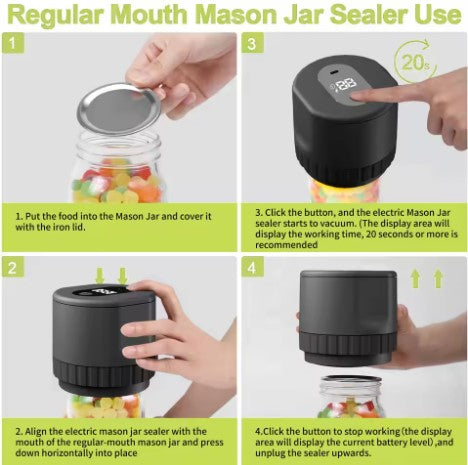 Portable Electric Mason Jar Vacuum Sealer Kit