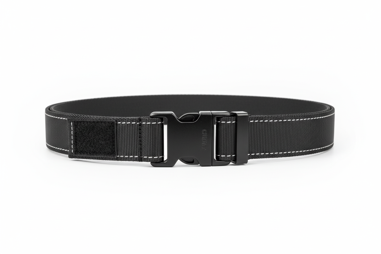 generate an image of black colored Atlas brand Heavy-duty tactical belt engineered for load-bearing and rapid deployment applications.

Cobra quick-release buckle rated to 4,500 lbs
1.75-inch width for holster and gear compatibility
Reinforced nylon webbing construction
Low-profile design fits through belt loops
Adjustable sizing with hook-and-loop closure
Available in sizes: S (28-32"), M (32-36"), L (36-40"), XL (40-44")
Load-bearing capacity for tactical equipment

Ideal for duty use, concealed carry, ra