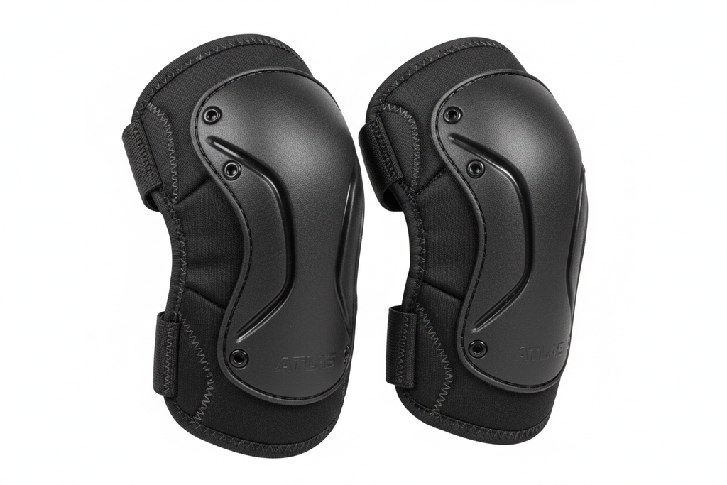 generate images of different styles of ATLAS brand Professional-grade knee pads designed for extended wear during tactical operations and training.

High-density foam padding with hard shell cap
Ergonomic design conforms to knee shape
Adjustable elastic straps with non-slip backing
Breathable neoprene construction
Reinforced stitching for durability
Compatible with tactical pants knee pad pockets
One size fits most

Essential protection for SWAT operations, military training, shooting positions, and any act