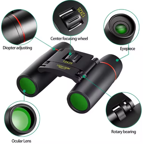 Compact Binoculars for Adults and Kids, Large Eyepiece Waterproof Binocular with Low Light Vision